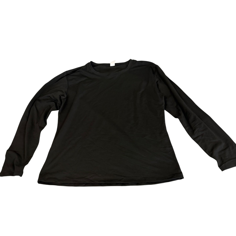 Mens Black Long Sleeve Crew Neck‎ Performance Base Layer Shirt XXL
